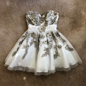 White & Platinum Cocktail Dress